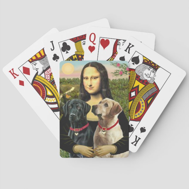 Jeu De Cartes Mona Lisa et son Labrador noir et Labrador jaune (dos)