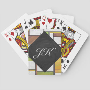 Jeu De Cartes Mondrian Brown Yellow Green Print