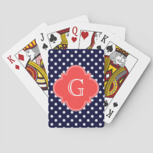 Jeu De Cartes Mongram de Navy White Polka