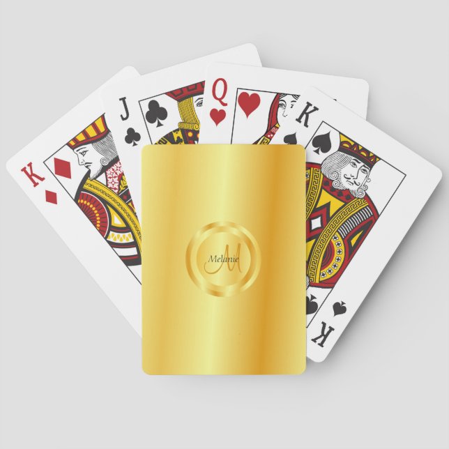 Jeu De Cartes Monogram Faux Gold Elégant Modèle moderne (dos)