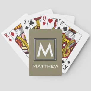 Jeu De Cartes Monogramme à cadre classique de la coutume verte m