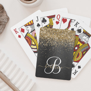 Jeu De Cartes Monogramme à étincelle noire à Parties scintillant