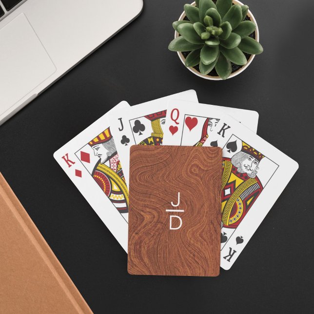 Jeu De Cartes Monogramme à grains de bois minimes, rustiques et  (Créateur téléchargé)