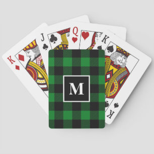 Jeu De Cartes Monogramme à plat de buffle vert rustique