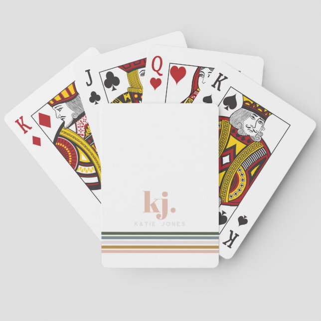 Jeu De Cartes Monogramme à rayures rétro chic (dos)