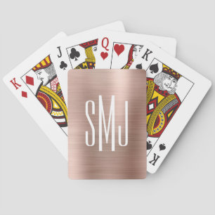 Jeu De Cartes Monogramme À Trois Lettres En Or Rose