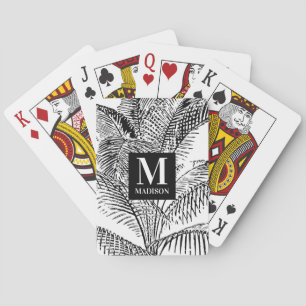 Jeu De Cartes Monogramme Abstrait Feuille noir et blanc Palm Tre