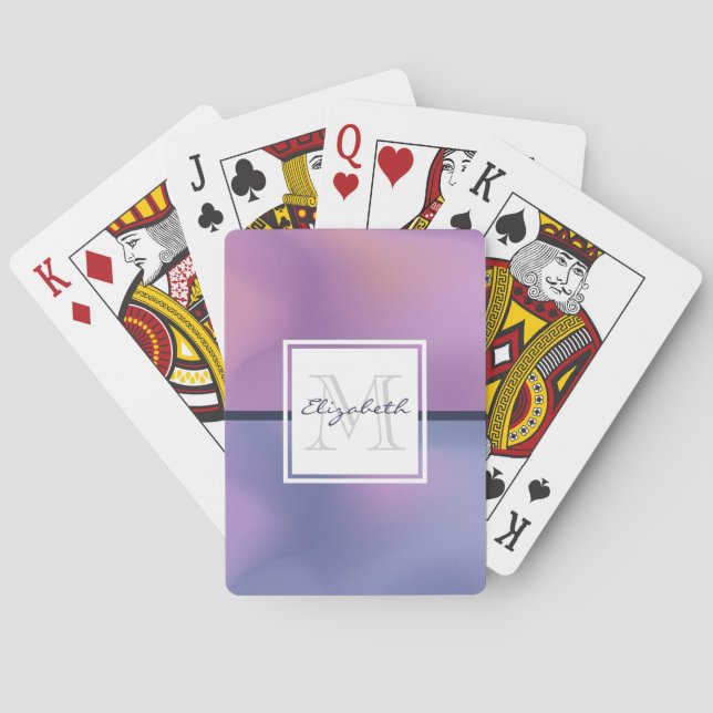 Jeu De Cartes Monogramme Abstrait moderne violet et rose (dos)
