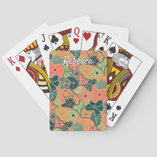 Jeu De Cartes Monogramme Ajouter un nom Retro Funky Colorée Flow (dos)