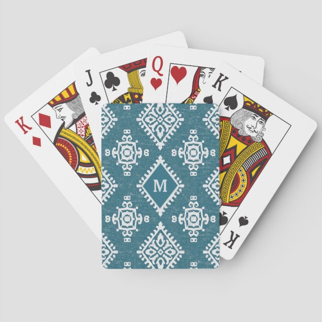Jeu De Cartes monogramme | Amadora Teal Blue Pattern (dos)