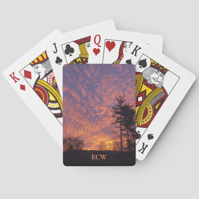 Jeu De Cartes Monogramme Beau nuages rose orange Photo (dos)