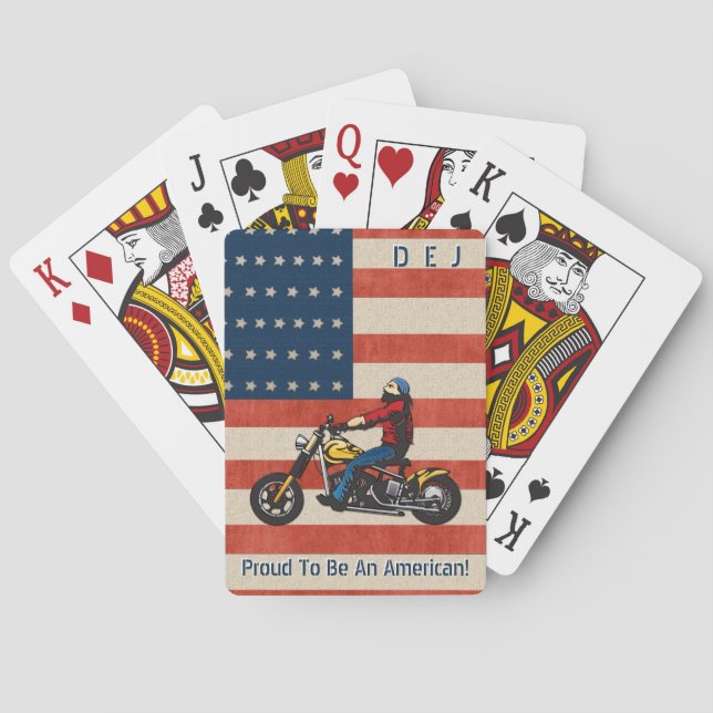 Jeu De Cartes Monogramme Biker Fier D'Être Américain (dos)