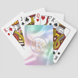Jeu De Cartes Monogramme blanc 3D en cercle, Iridescente