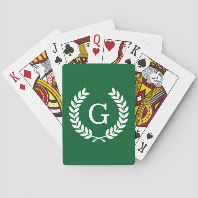 Jeu De Cartes Monogramme blanc d'initiale de guirlande de (dos)