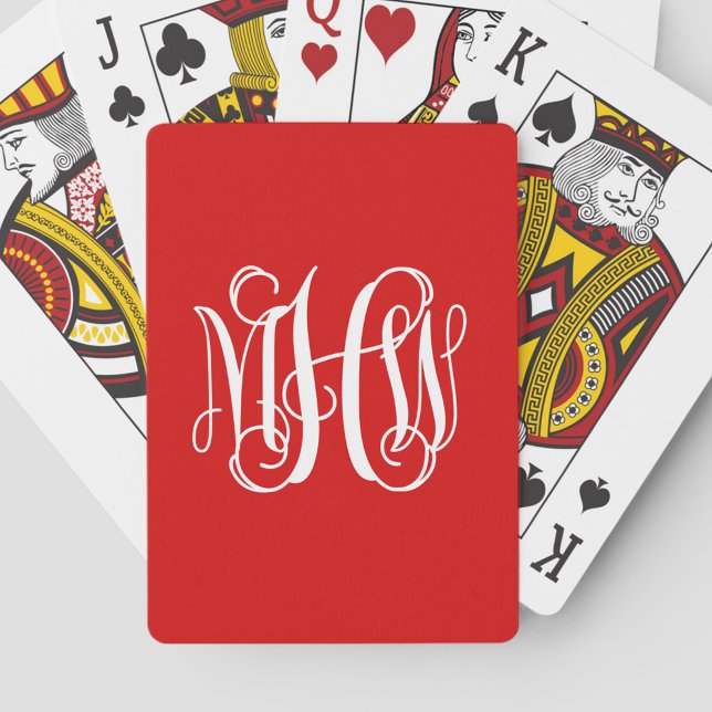 Jeu De Cartes Monogramme blanc rouge vigne do-it-yourself BG (Créateur téléchargé)