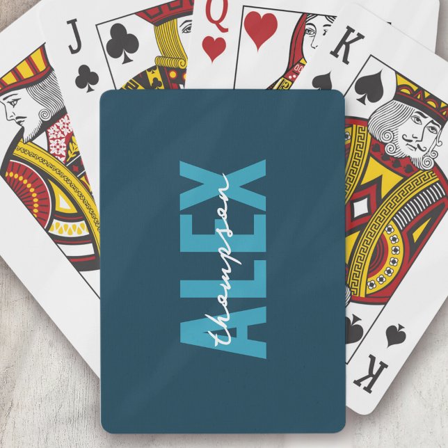 Jeu De Cartes Monogramme bleu personnalisé (Créateur téléchargé)
