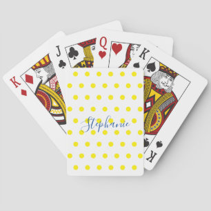 Jeu De Cartes Monogramme Bleu Pois Jaune Cute Moderne