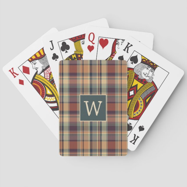 Jeu De Cartes Monogramme Brown rustique et plaqué crème (dos)