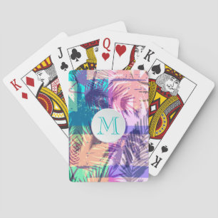 Jeu De Cartes Monogramme Colorful Palm Tree Collage