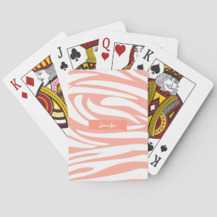 Jeu De Cartes Monogramme Coral rose rayé Zèbre motif tendance