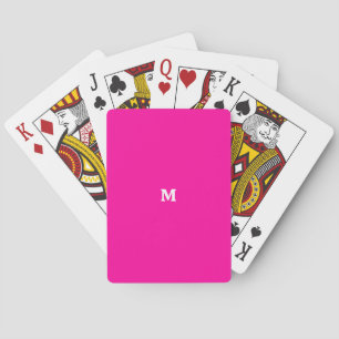 Jeu De Cartes Monogramme couleur solide rose néon initial