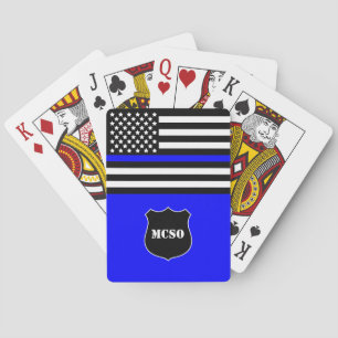Jeu De Cartes Monogramme d'agent de police {Thin Blue Line} 