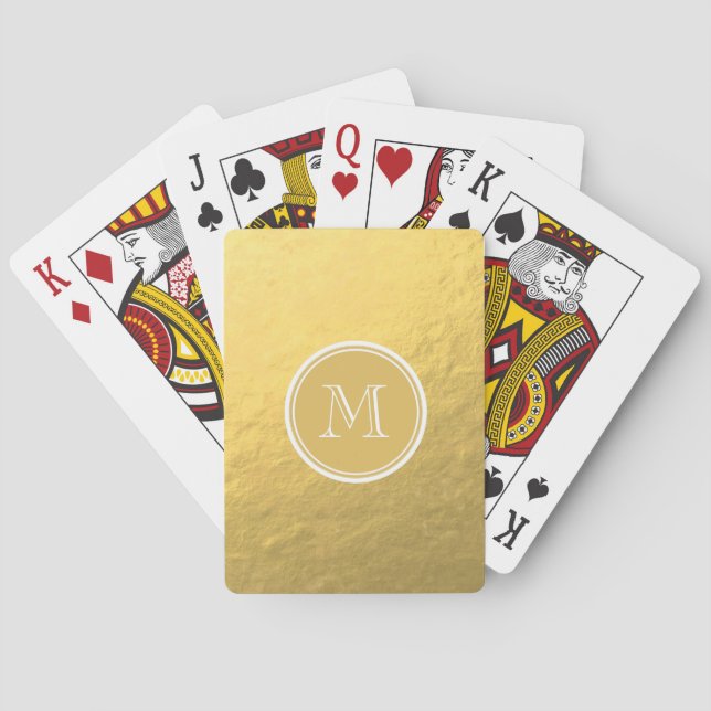 Jeu De Cartes Monogramme d'arrière - plan de feuille d'or de (dos)