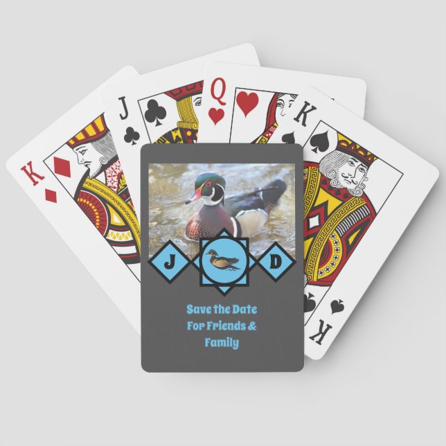 Jeu De Cartes Monogramme de canard en bois adorable (dos)