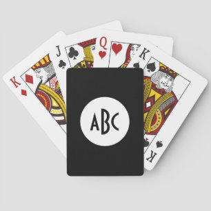 Jeu De Cartes Monogramme de cercle blanc et noir