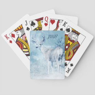 Jeu De Cartes Monogramme de cerfs et pins d'hiver