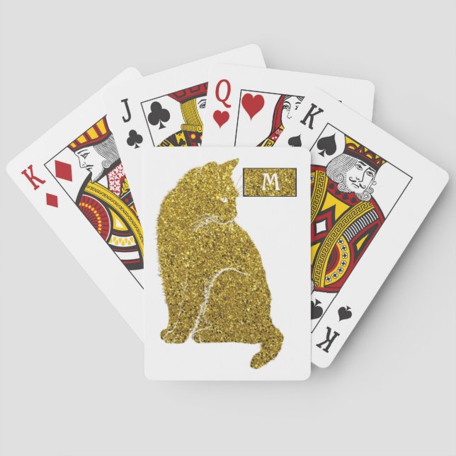 Jeu De Cartes Monogramme de chat d'or (dos)