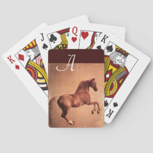 JEU DE CARTES MONOGRAMME DE CHEVAL ROUGE