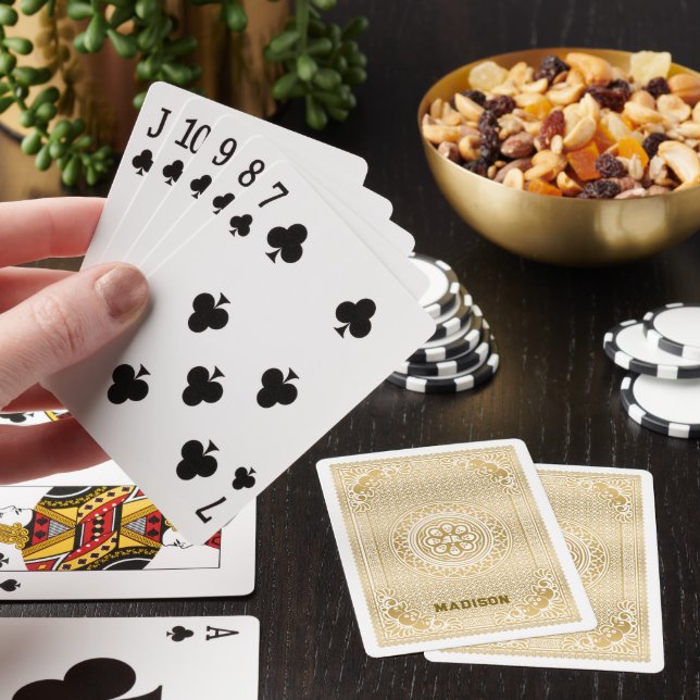 Jeu De Cartes Monogramme de crânes Motifs d'or blanc (In Situ)