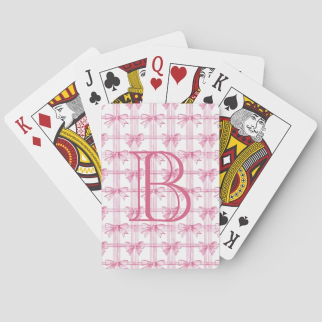 Jeu De Cartes Monogramme de fond coquette rose (dos)