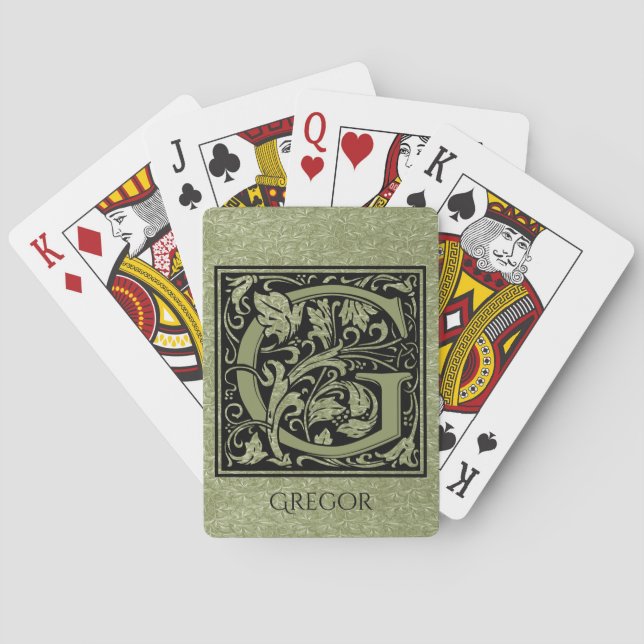 Jeu De Cartes Monogramme de lettre de la lettre G premier (dos)