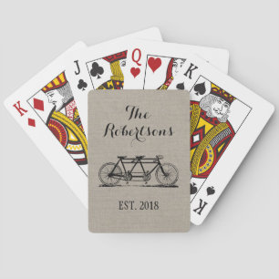 Jeu De Cartes Monogramme de Mariage de vélo Vintage rustique