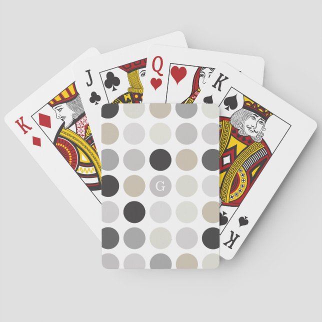 Jeu De Cartes monogramme de motif noir pois (dos)
