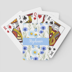 Jeu De Cartes Monogramme de nom de fleur sauvage à l'aquarelle b