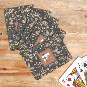 Jeu De Cartes Monogramme de nom floral Boho moderne