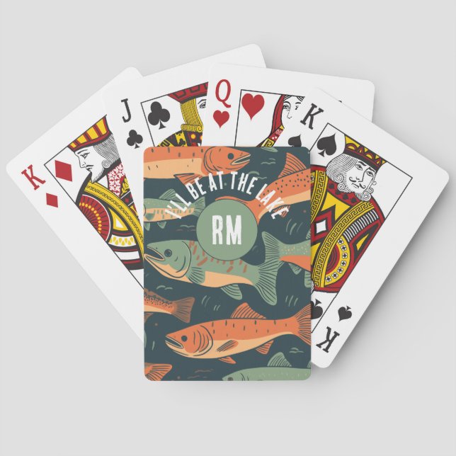Jeu De Cartes Monogramme de pêche à la truite (dos)