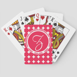 Jeu De Cartes Monogramme de point de polka rouge