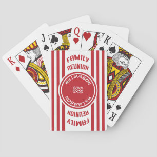 Jeu De Cartes Monogramme de réunion de famille rouge à bande mod