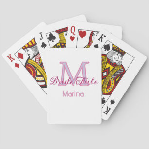 Jeu De Cartes Monogramme de tribu de mariée simple mini-rose rou
