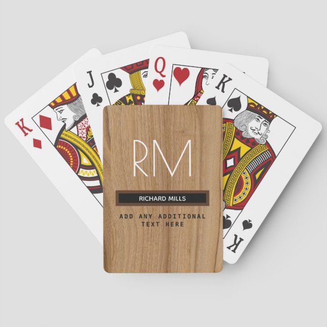 Jeu De Cartes monogramme des grains de bois (pas du bois réel) (dos)