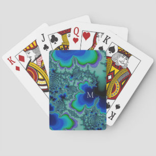 Jeu De Cartes Monogramme d'huîtres fractées bleu et vert