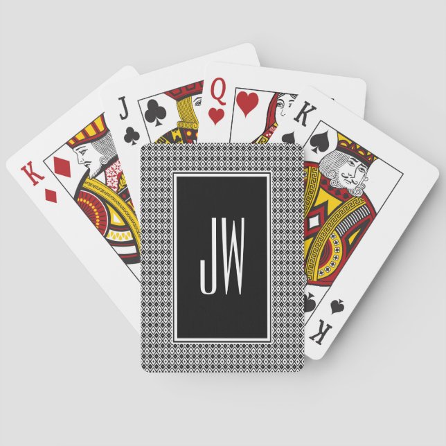 Jeu De Cartes Monogramme Diamant noir et blanc (dos)