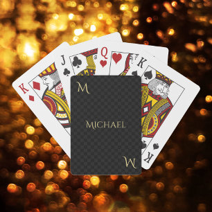 Jeu De Cartes Monogramme d'or Faux personnalisé Vérifications de
