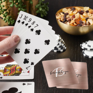 Jeu De Cartes Monogramme écriture métallisé or rose