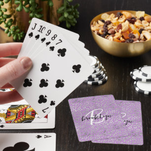 Jeu De Cartes Monogramme écriture Taches de Léopard Argent Viole
