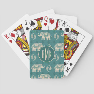 Jeu De Cartes Monogramme   Elephant Turquoise Caravan Motif